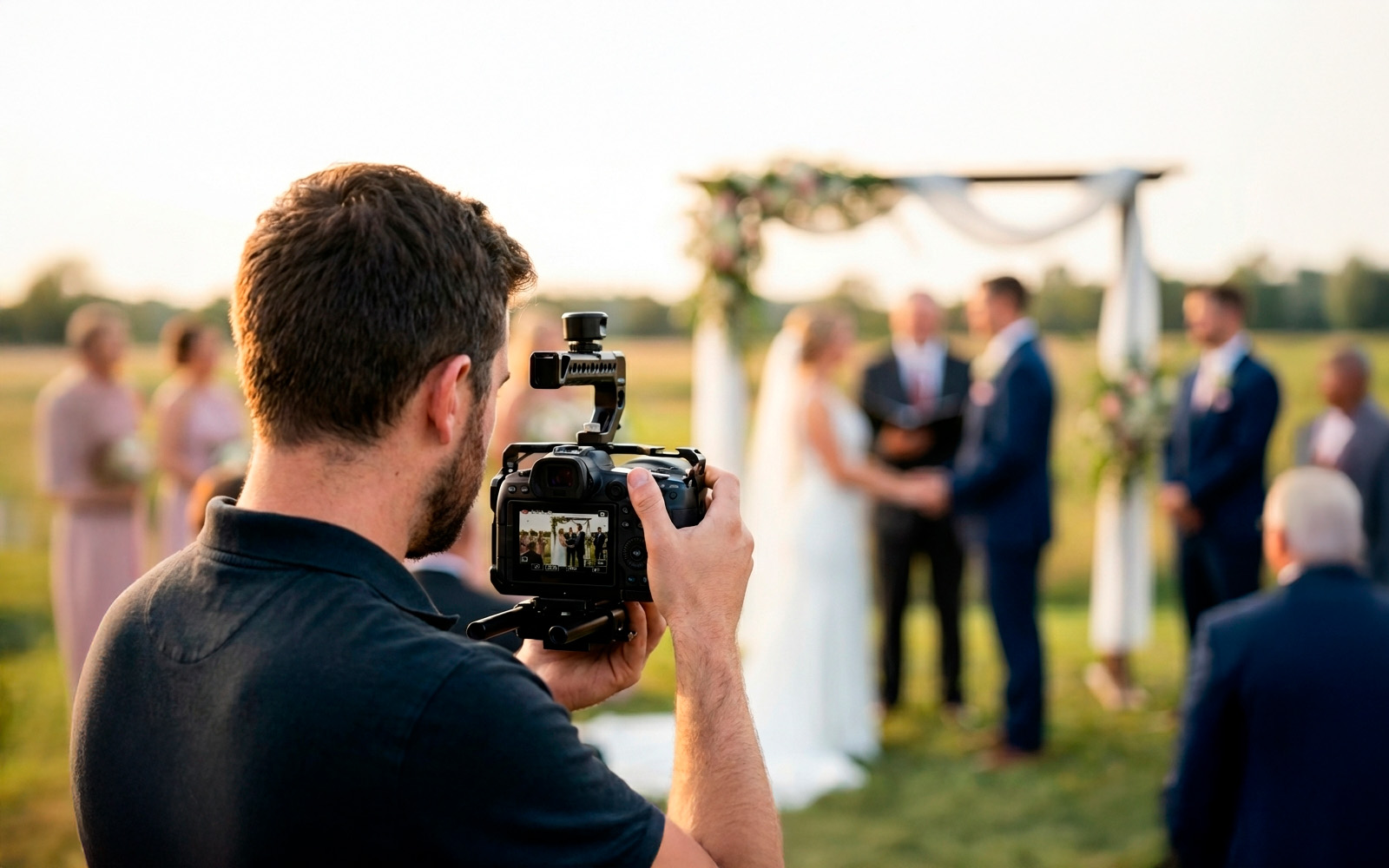 Un videografo de bodas graba una boda en barcelona